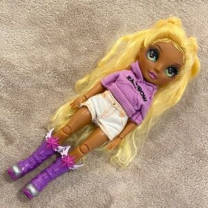 Fashion Doll with Purple Outfit and Blonde Hair